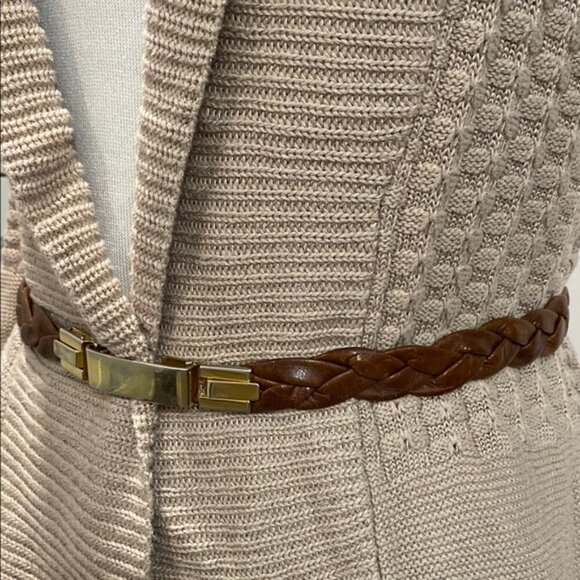 Gold and Brown Vintage Leather Belt Size small medium - Picture 2 of 13